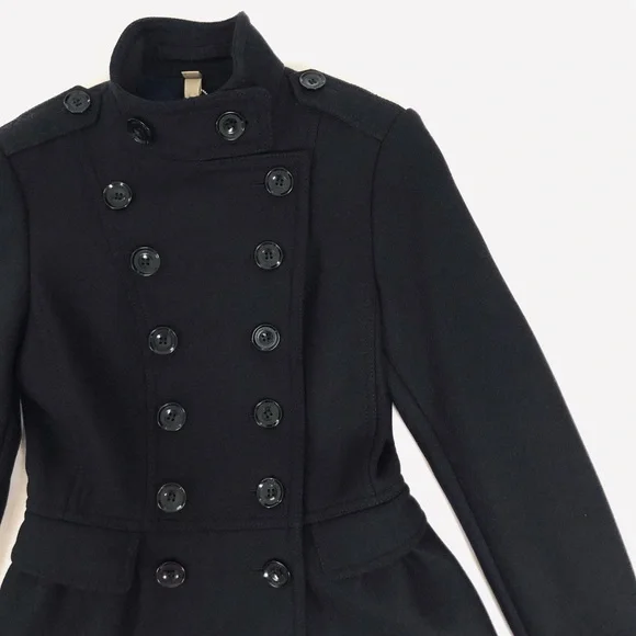 Burberry Black Double-Breasted Military Peacoat - Picture 5 of 11
